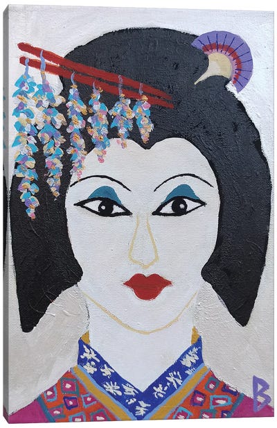 Japanese Woman Canvas Art Print - Make-Up Art