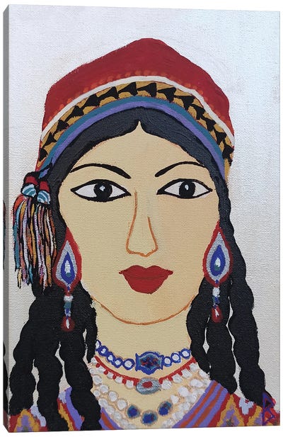 Young Woman From Uzbekistan Canvas Art Print - Berit Bredahl Nielsen