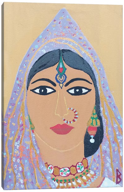 Indian Woman Canvas Art Print - Berit Bredahl Nielsen