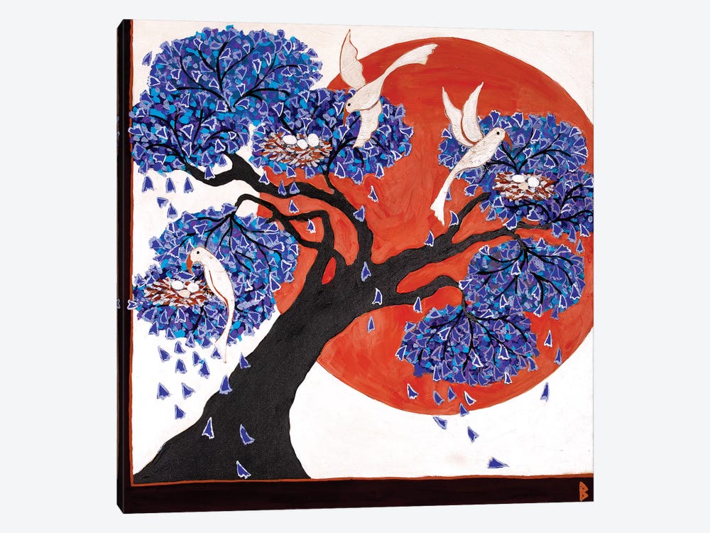 Bird's Nests In A Jacaranda Tree by Berit Bredahl Nielsen 1-piece Canvas Print