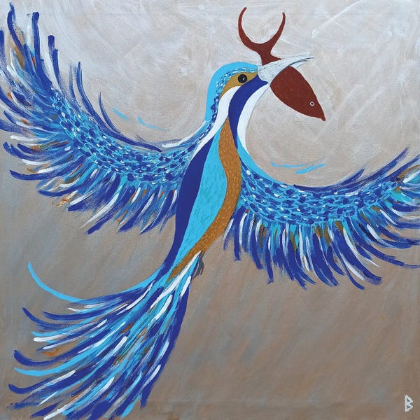Berit Bredahl Nielsen: Kingfisher With Prey by Berit Bredahl Nielsen