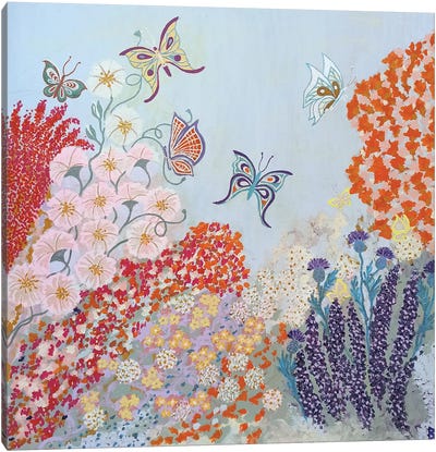Butterfly Paradise Garden Canvas Art Print - Berit Bredahl Nielsen