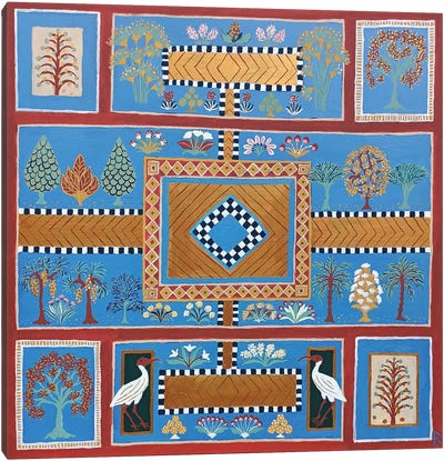Blue Paradise Garden Canvas Art Print - Middle Eastern Décor