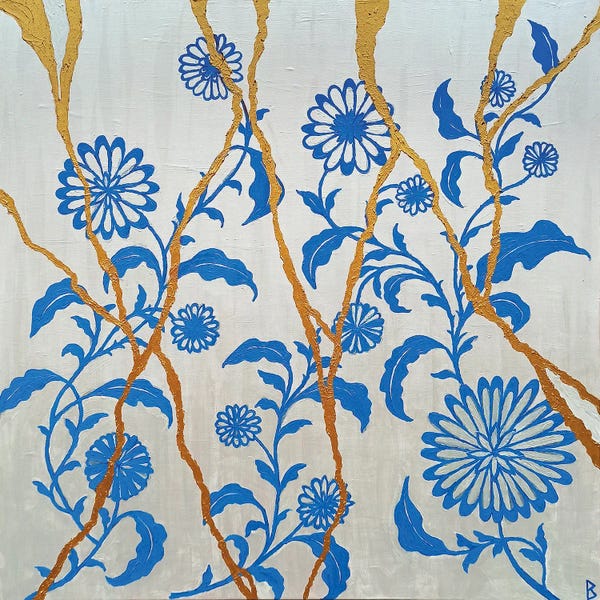 Kintsuki II - The Antique Plate With Blue Flowers