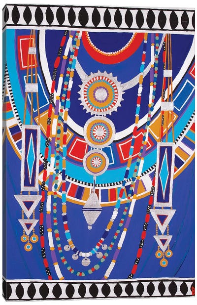Masai Woman II - Blue Canvas Art Print - Jewelry Art