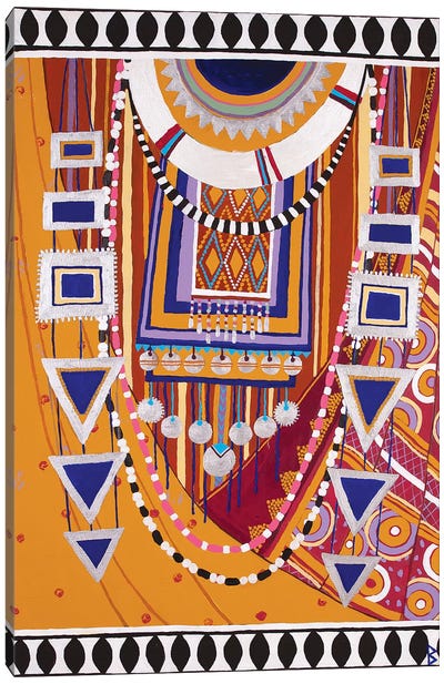 Masai Woman III - Yellow Canvas Art Print - Jewelry Art