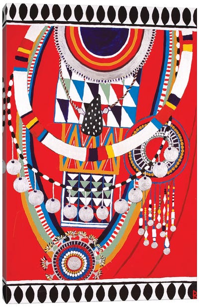 Masai Woman I - Red Canvas Art Print - African Culture