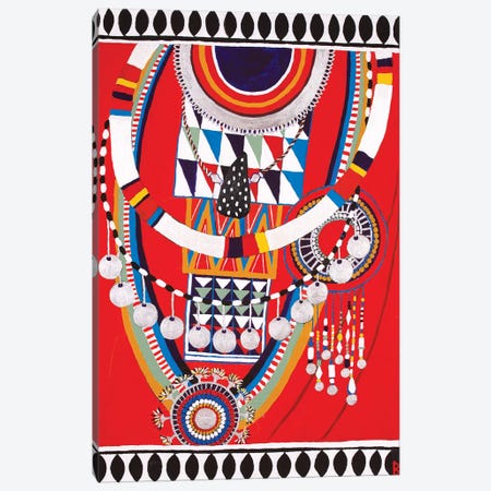 Masai Woman I - Red Canvas Print #BNI26} by Berit Bredahl Nielsen Canvas Wall Art