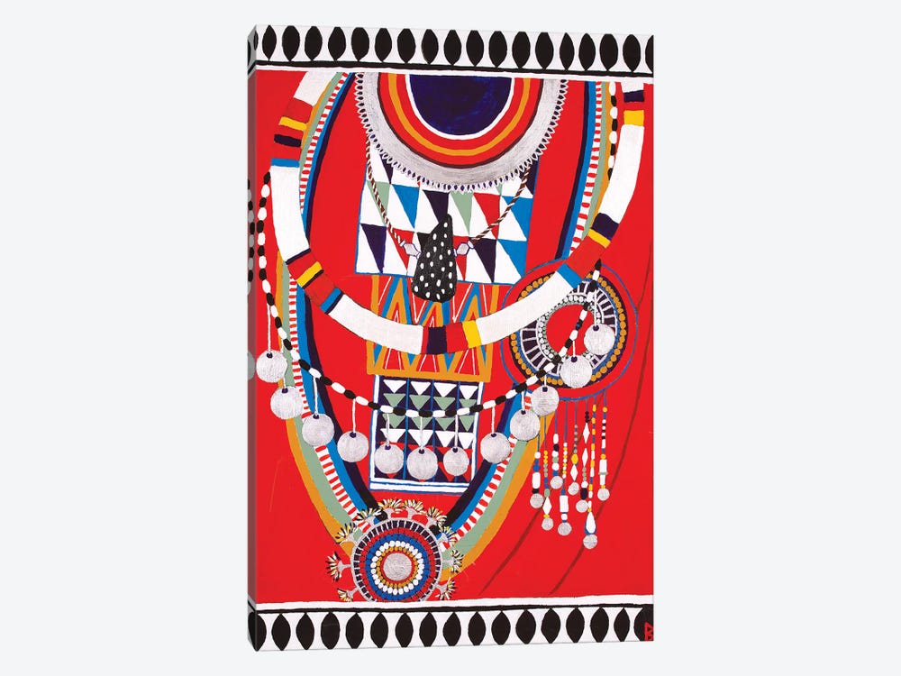 Masai Woman I - Red by Berit Bredahl Nielsen 1-piece Canvas Print