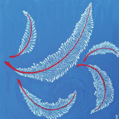 Feathers Floating In The Sky by Berit Bredahl Nielsen framed canvas print