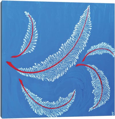 Feathers Floating In The Sky Canvas Art Print - Berit Bredahl Nielsen