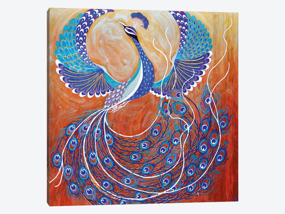 Flying Peacock by Berit Bredahl Nielsen 1-piece Canvas Wall Art