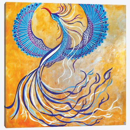 Blue Phoenix Canvas Print #BNI33} by Berit Bredahl Nielsen Canvas Wall Art