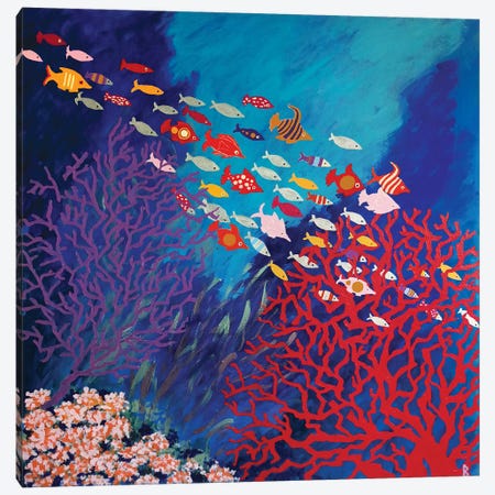 Corals And Colorful Fish Canvas Print #BNI35} by Berit Bredahl Nielsen Canvas Art Print