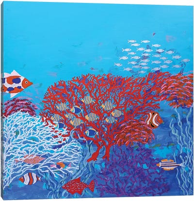Many Colored Fish Among Corals Canvas Art Print - Berit Bredahl Nielsen