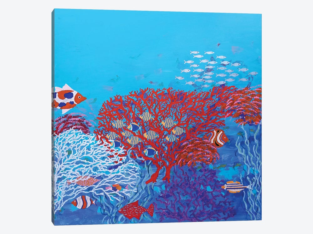 Many Colored Fish Among Corals by Berit Bredahl Nielsen 1-piece Canvas Art