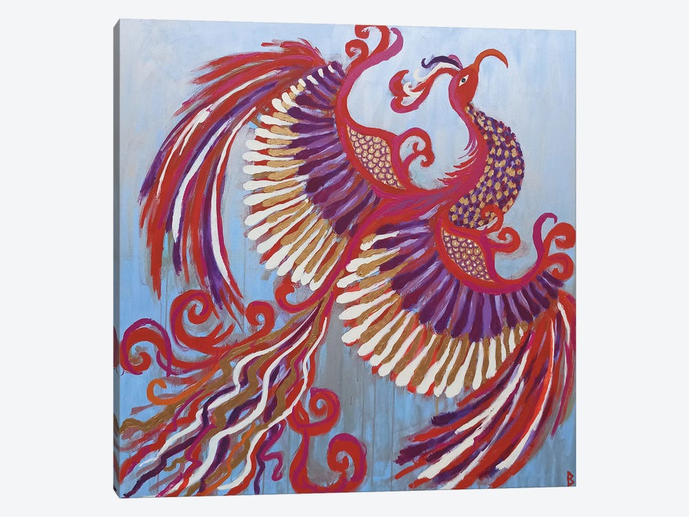 Proud Phoenix Flying Towards The Sun by Berit Bredahl Nielsen 1-piece Canvas Wall Art