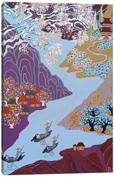 Spring By The Winding River Canvas Art Print - Berit Bredahl Nielsen