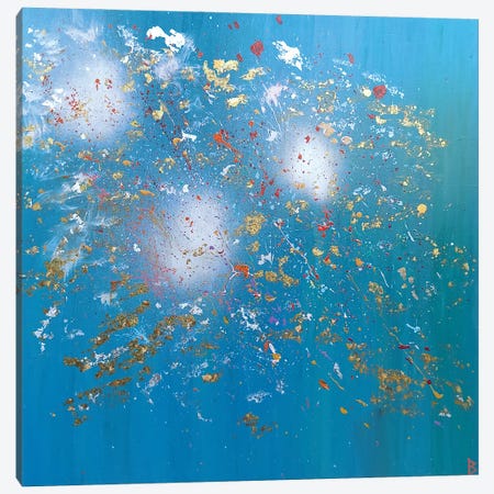 Silver Stars Exploding Canvas Print #BNI65} by Berit Bredahl Nielsen Canvas Artwork