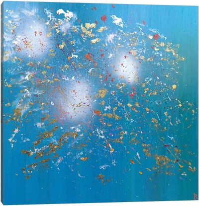 Silver Stars Exploding Canvas Art Print - Berit Bredahl Nielsen