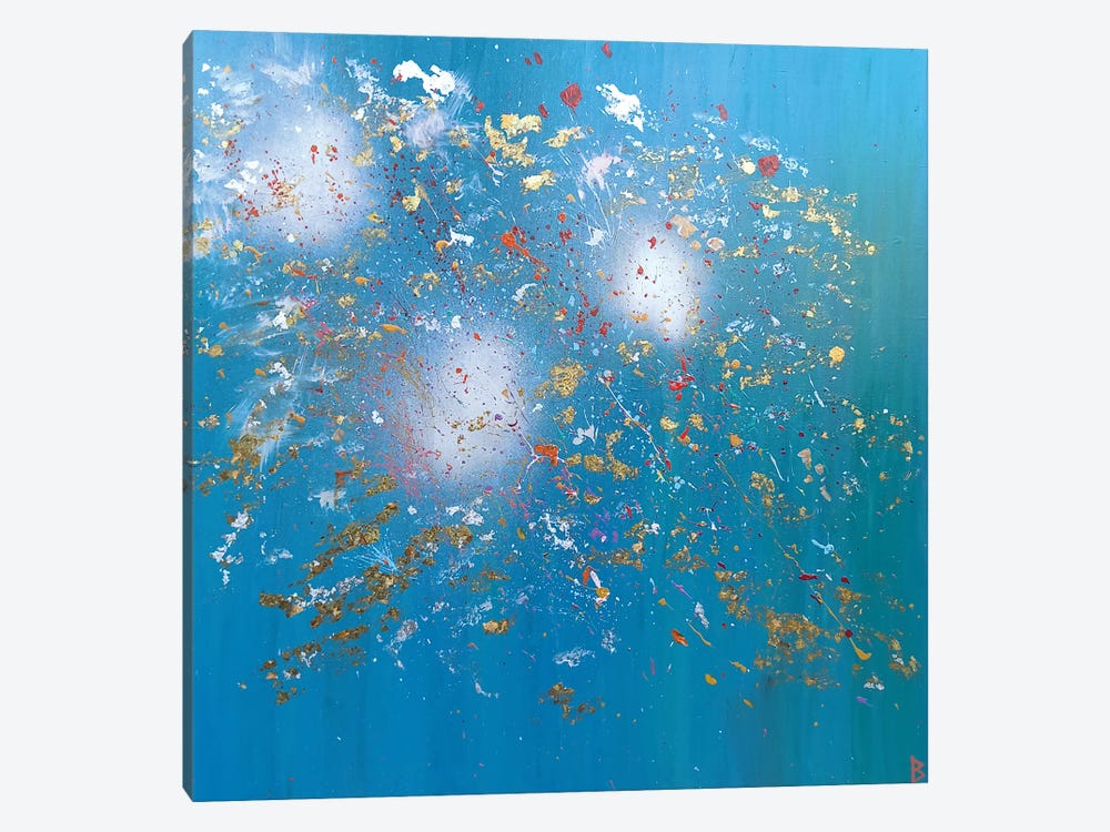 Silver Stars Exploding by Berit Bredahl Nielsen 1-piece Canvas Wall Art