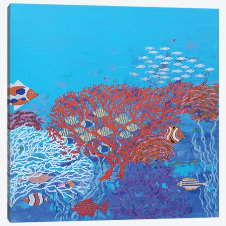 Colorful Fish Among Corals Canvas Print #BNI67} by Berit Bredahl Nielsen Canvas Art