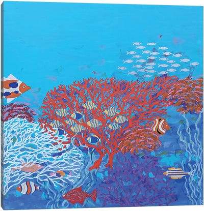 Colorful Fish Among Corals Canvas Art Print - Berit Bredahl Nielsen