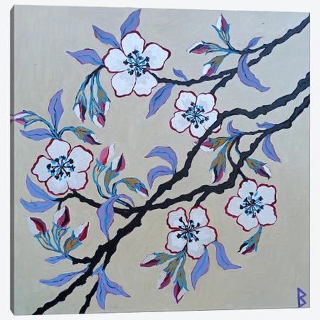 White Flowers Canvas Print #BNI71} by Berit Bredahl Nielsen Canvas Art