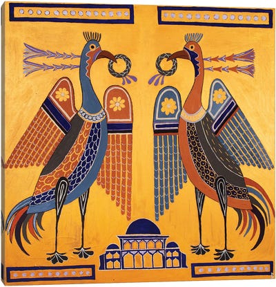 Byzantine Birds Canvas Art Print - Middle Eastern Décor