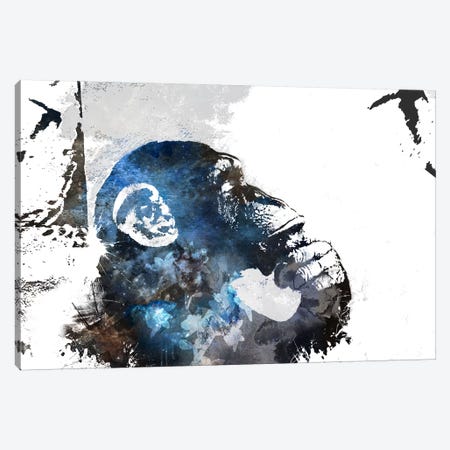 The Thinker Monkey Watercolor Silhouette Canvas Print #BNK134} by Unknown Artist Art Print
