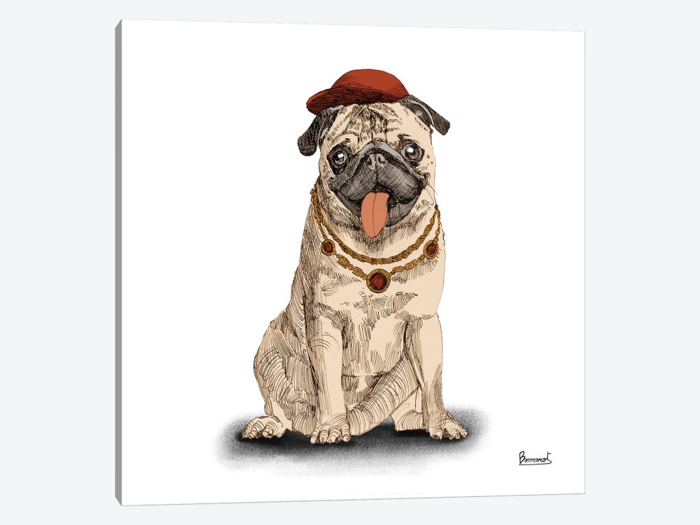 Pugs in hats I by Bannarot 1-piece Canvas Artwork