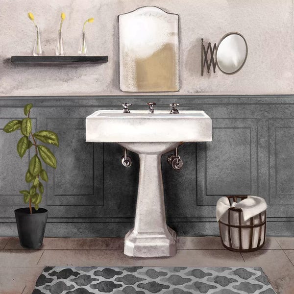 Interiors: Serene Bath I Black & White by Bannarot