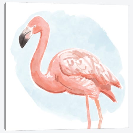 Tropical Flamingo I Canvas Print #BNR77} by Bannarot Canvas Artwork