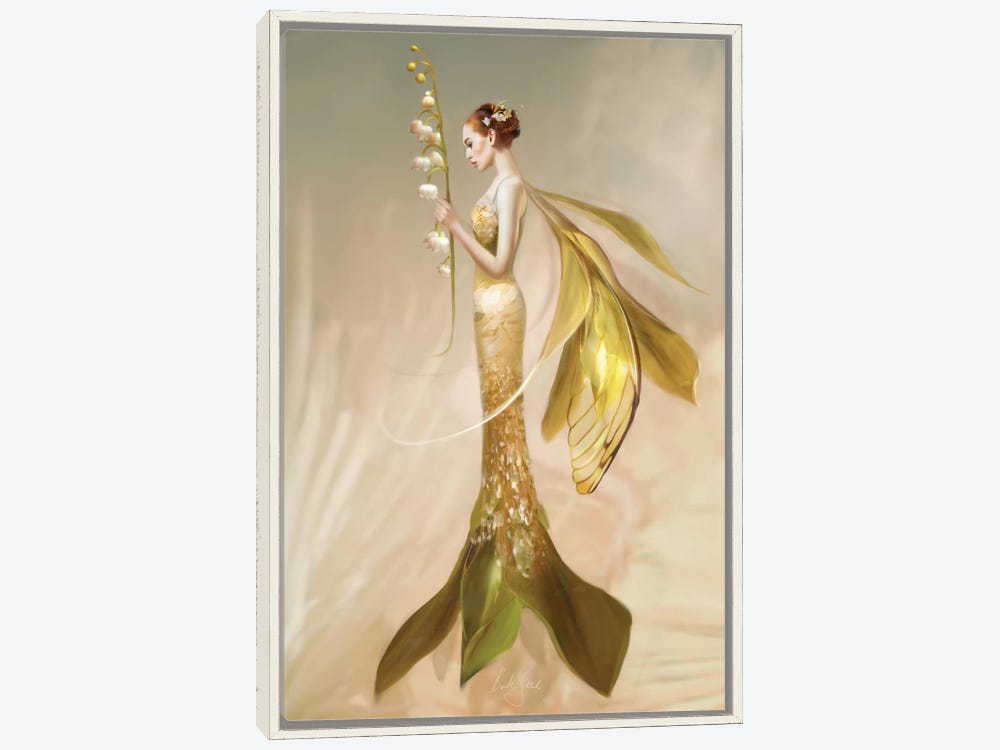 Angel With Lily Of The Valley Antique Image Paper Canvas Or Foam Board  Print