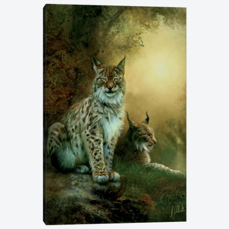 Two Lynxes Canvas Print #BNT49} by Bente Schlick Canvas Artwork