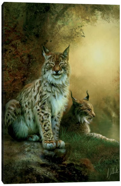 Two Lynxes Canvas Art Print - Lynx Art