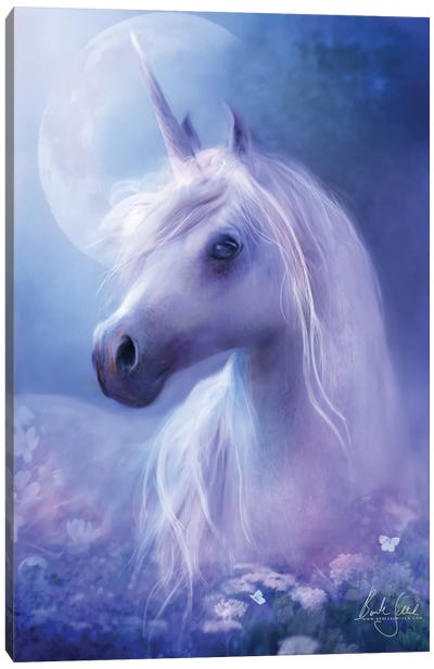 Unicorn Moon Canvas Art Print - Kids Fantasy Art