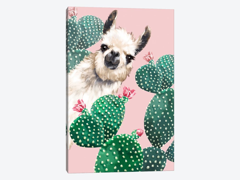 Llama And Cactus by Big Nose Work 1-piece Canvas Wall Art