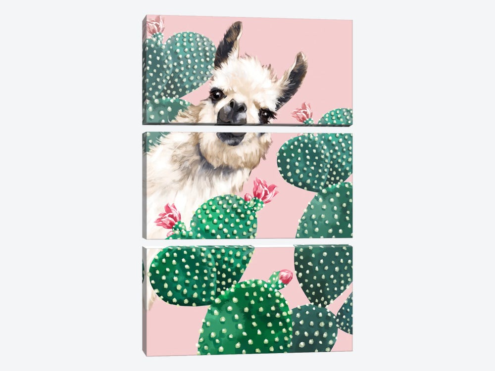 Llama And Cactus by Big Nose Work 3-piece Canvas Wall Art