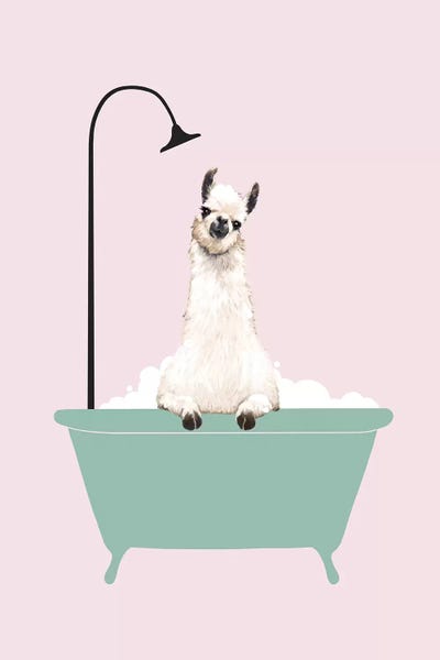 Llamas: Llama Enjoying Bubble Bath by Big Nose Work