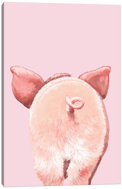 Pig Butt Canvas Art Print - Kids Bathroom Art