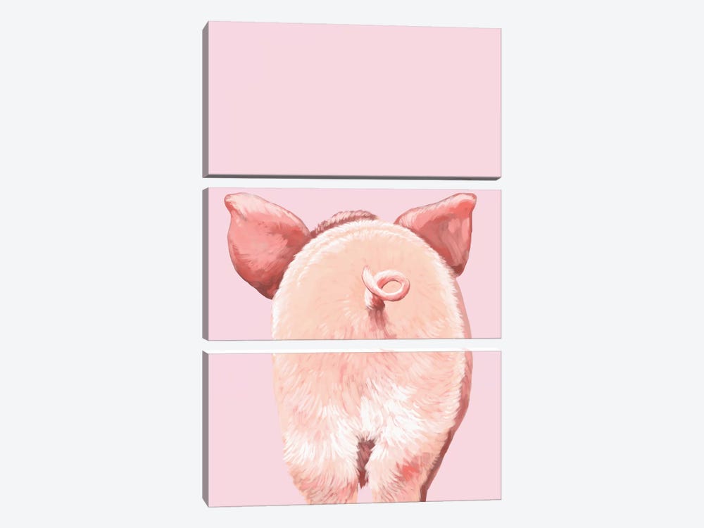Pig Butt by Big Nose Work 3-piece Canvas Wall Art
