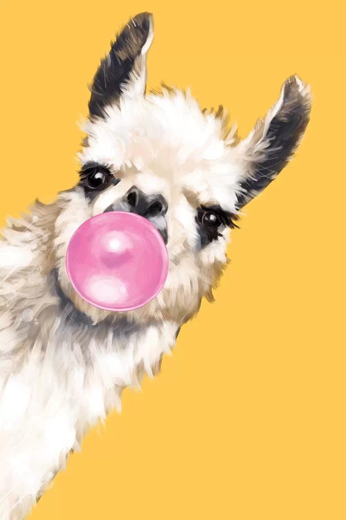 Sneaky Bubble Gum Llama In Yellow