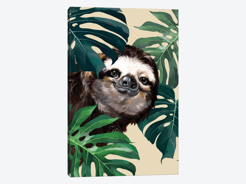 Sneaky Sloth With Monstera by Big Nose Work 1-piece Art Print