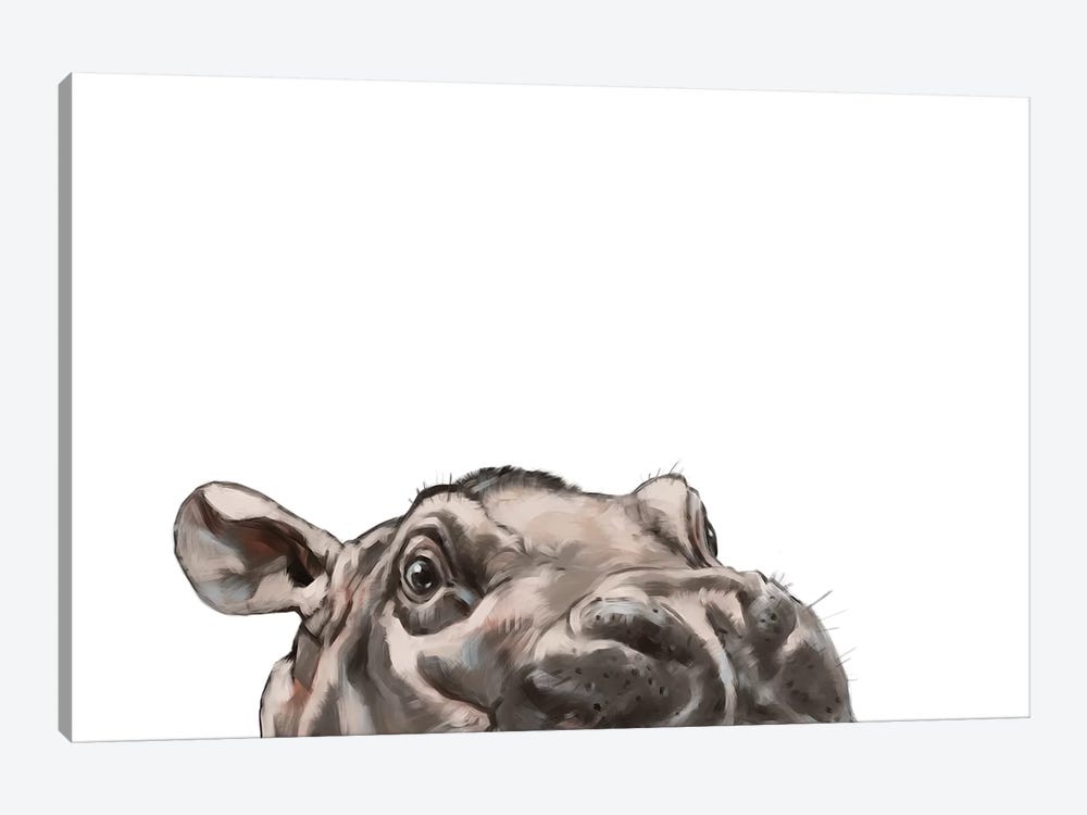 Peeking Hippo by Big Nose Work 1-piece Art Print