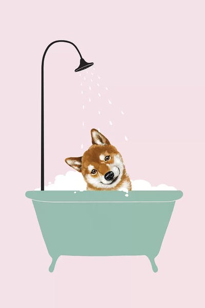 Shiba Inus: Shiba Inu Enjoying Bubble Bath by Big Nose Work