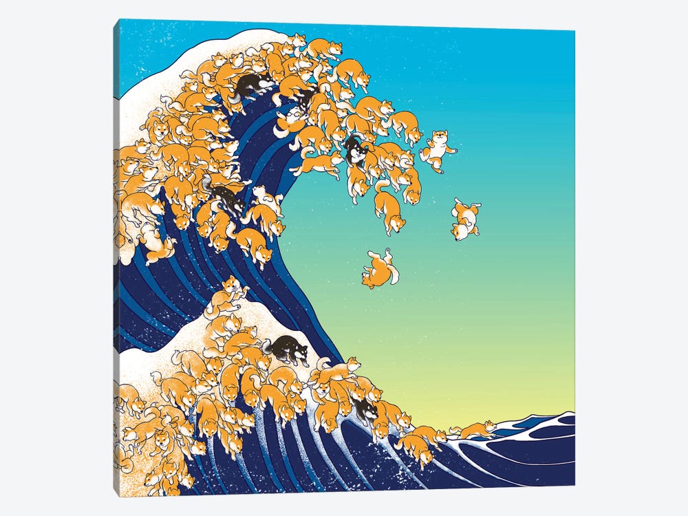 Shiba Inu In Great Waves by Big Nose Work 1-piece Art Print