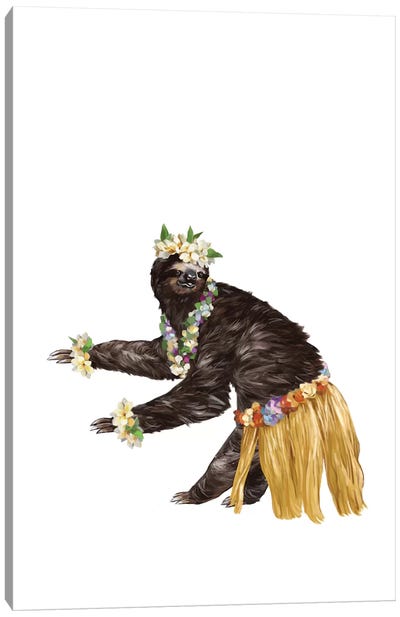 Sloth The Hawaiian Dancer Canvas Art Print - Sloth Art