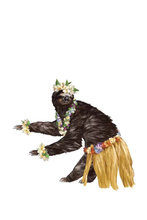 Sloth The Hawaiian Dancer by Big Nose Work wall art