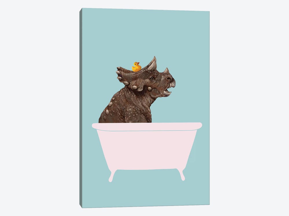 Triceratop In Bathtub by Big Nose Work 1-piece Canvas Print
